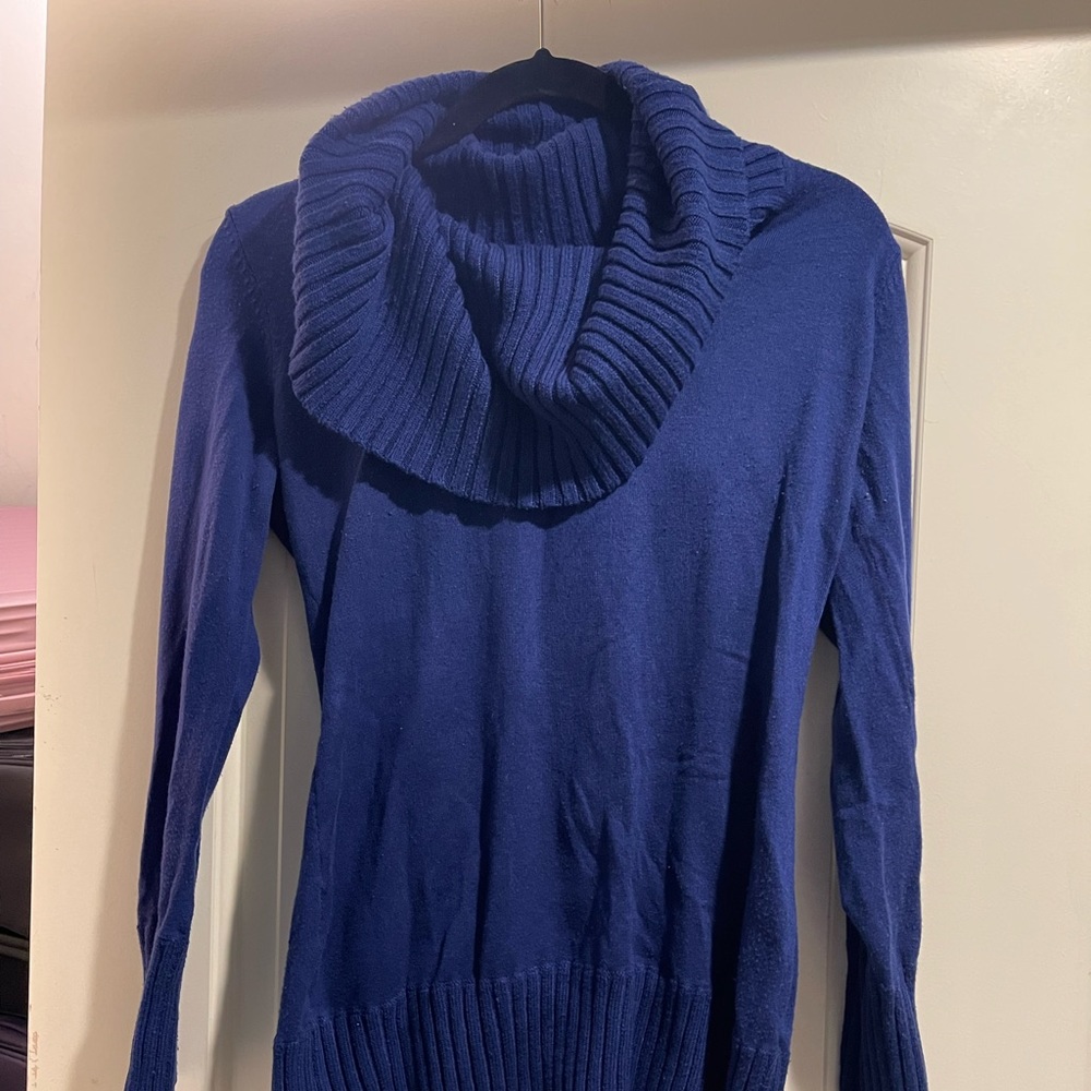 Blue cowl neck sweater